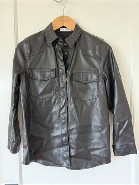 Zara Black Faux Leather Shacket